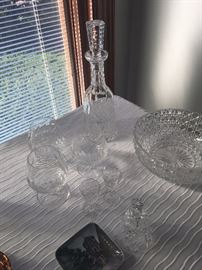 Vintage Waterford Crystal snifters and decanter, also several cordials.