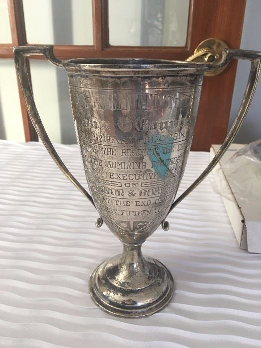 Antique sterling silver trophy cup. 