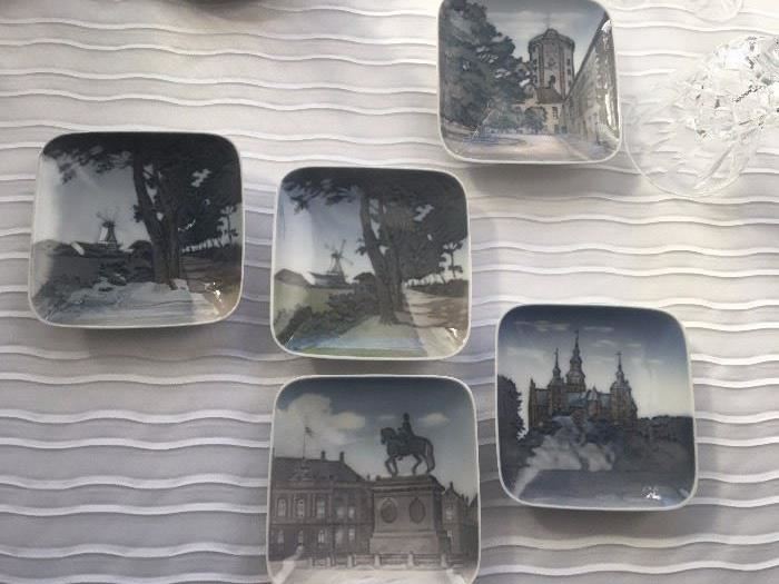 Assorted Royal Copenhagen coasters or trinket dishes.