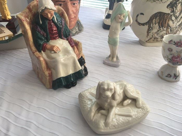 Royal Doulton and Belleek figurines.
