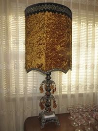 Pair of gold crystal lamps