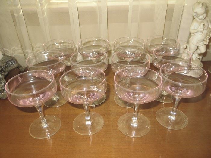 Unique pink glass stemware