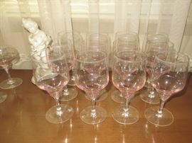 Unique pink glass stemware
