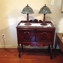 Small Antique buffet. Lamps are sold
