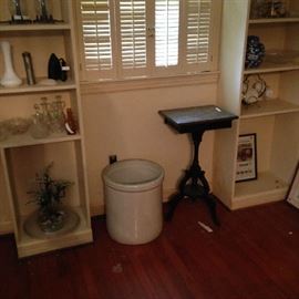 Vintage compote, crock and other collectibles