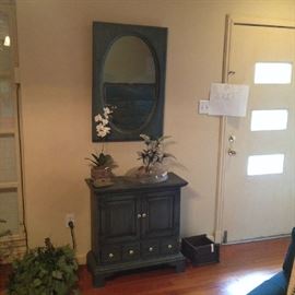 Ethan Allen Console table with mirror antique blue