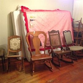 Antique and vintage rockers. Queen mattress/boxspring--Sold