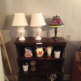 Lamps, bookcase, collectibles- Coca Cola Lamp--sold