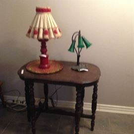 Lamps and Antique parlor table