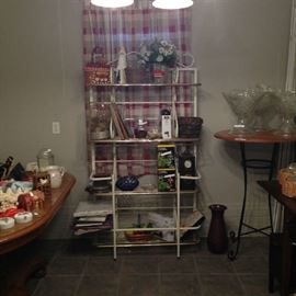 Bakers rack and collectibles