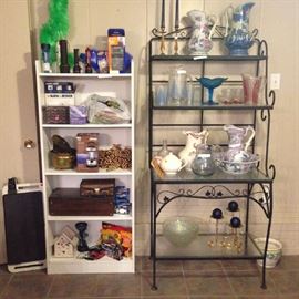 Bookcase, Bakers rack, collectibles