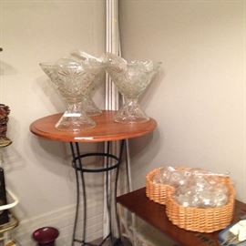 Three Vintage Anchor Hocking punch bowl sets w/cups--Table is sold