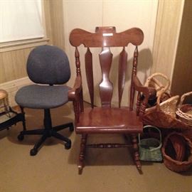 Rocker, office chair, baskets