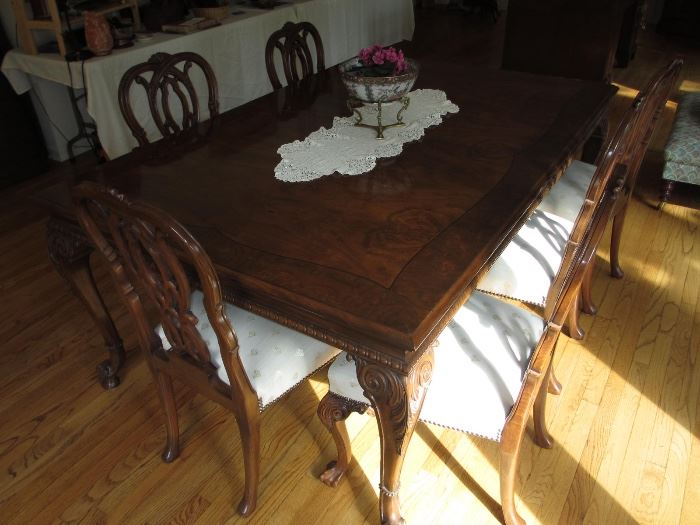 Karges original hand carved dining room table and 12 chairs
