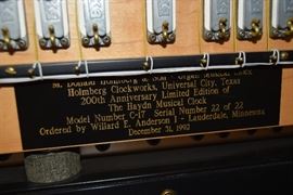 Holmberg Clockworks. The Haydn Musical Clock; Anniversary Limited Edition. 1992