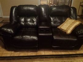 Ashley leather espresso reclining love seat