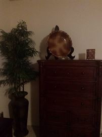 chest of drawers, greenery