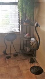 flamingos, corner cabinet