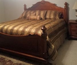 king bedroom with bedding and mattress set