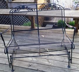 wrought iron two seat glider