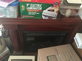 Dark wood large electric fireplace