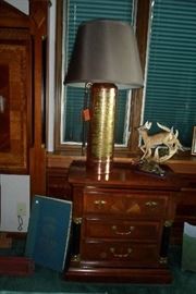 nice lamp table & lamp made from vintage brass fire extinquisher