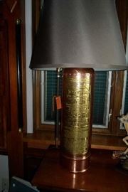 another lamp made from vintage brass fire extinquisher