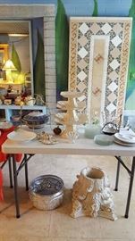Tile top table and cake stands sold