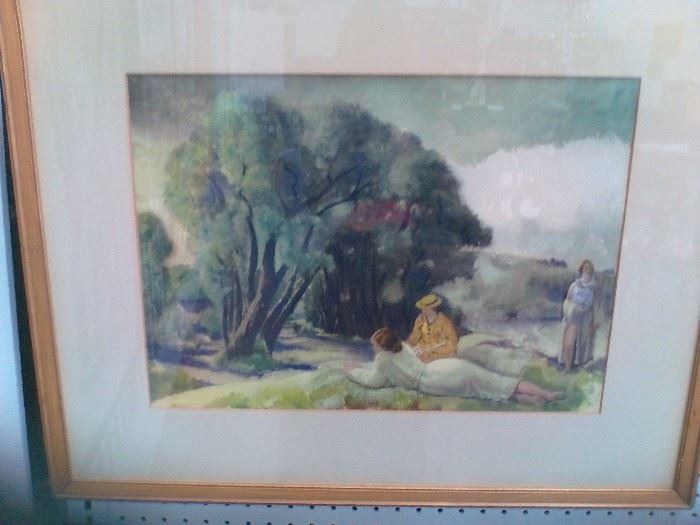 "The Willows" by Leon Kroll (1884-1974), signed in print on the lower left. Approx. 14" H x 20" W sight, 23" H x 29" W framed. This serene scene is a calming addition to any household wall.