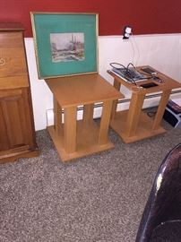BLONDE WOOD SIDE TABLES