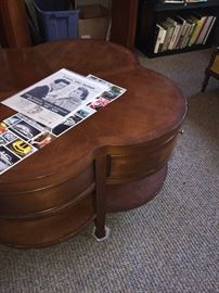 WOOD TABLE WITH DRAWERS