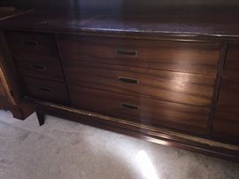 MID-CENTURY MODERN NIGHTSTAND AND LONG DRESSER