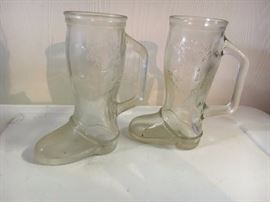VINTAGE GLASS BOOT MUGS