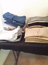 men's slacks, jeans, and shorts