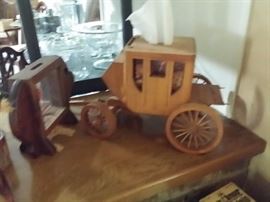 Maple table, Wells Fargo stage coach replica 