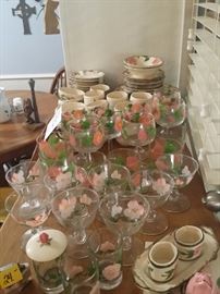 glasses, cups and saucers