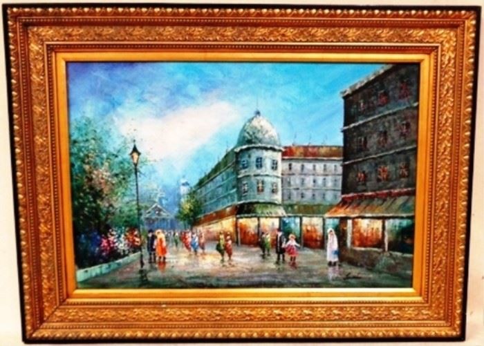Painting- Shoppers on Le Rue