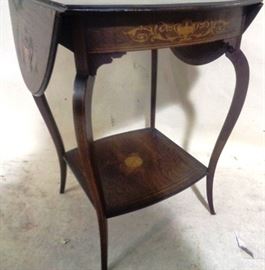 Gorgeously inlaid drop side parlor table