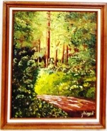 Forest scene oil painting