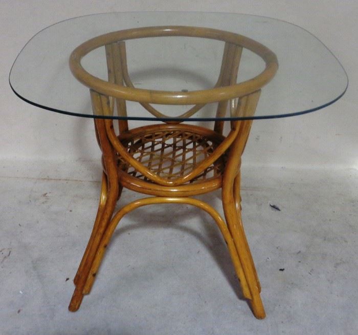 glass and wicker table