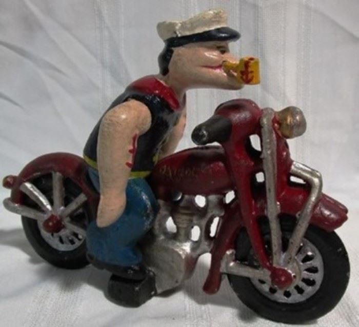 Painted cast iron motorcycle toy