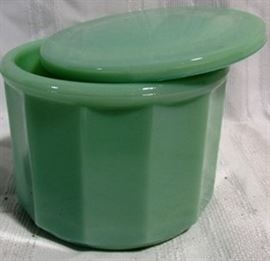 Jadeite covered container