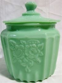 Jadeite covered canister