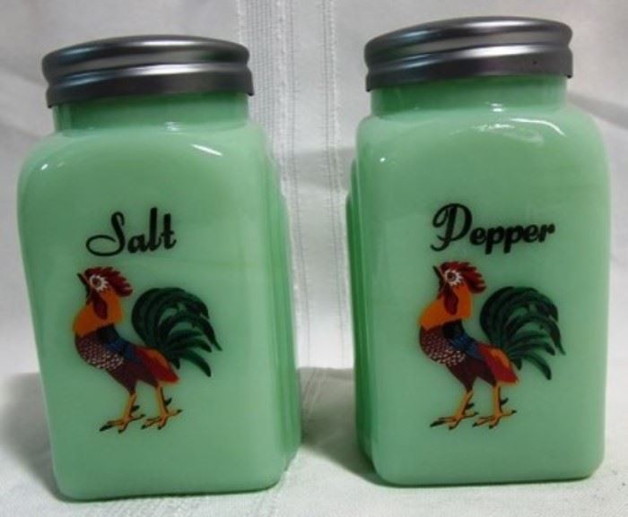 Jadeite Rooster salt & pepper