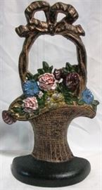 Floral basket doorstop