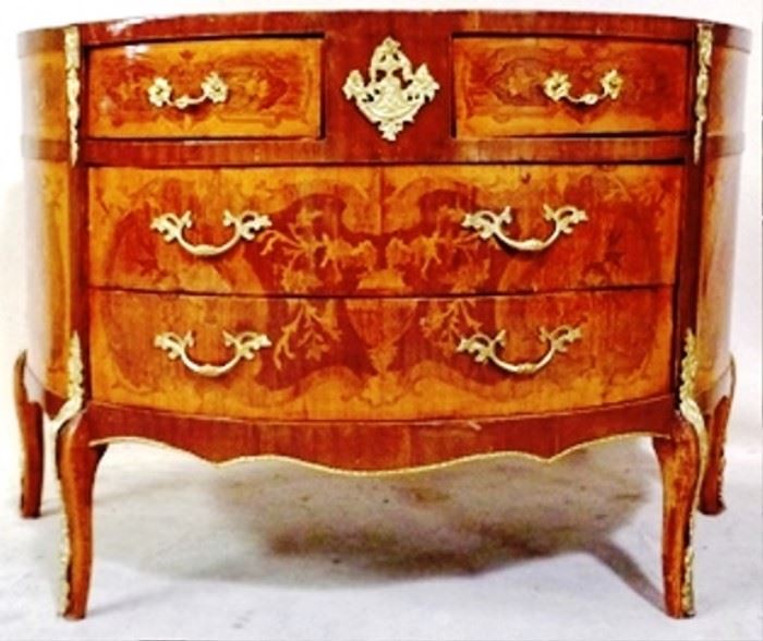 French inlaid demilune chest