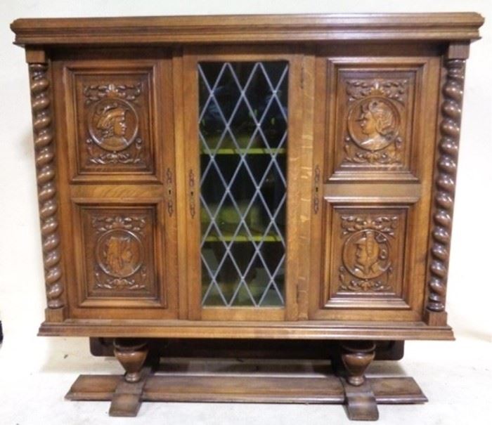Impressive English oak Jacobean cabinet
