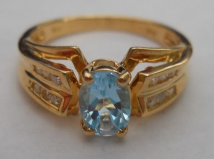 14K blue topaz & diamond ring