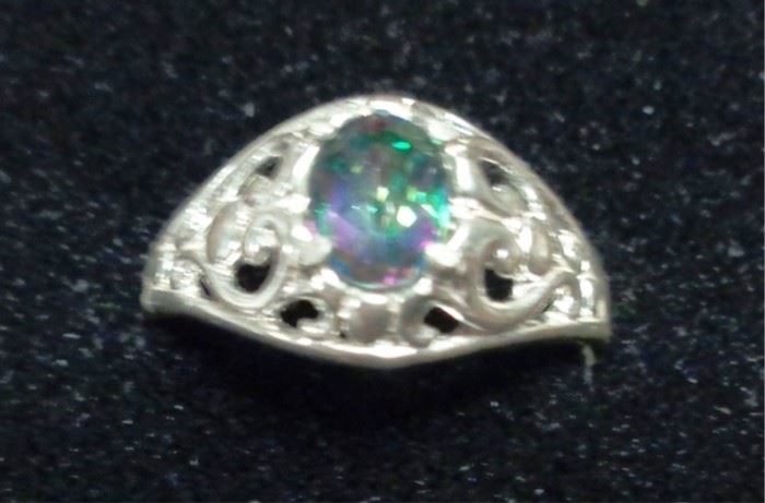 Mystic Fire Topaz sterling silver ring, 
