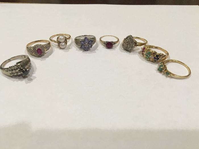 vintage 14k gold and gemstone rings. Diamonds, Sapphires, Rubies, Amethyst etc. Wow